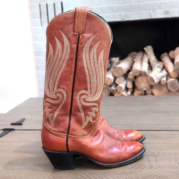Tony Lama Shoes - Tony Lama Knee High Brown Leather Western Boots Sz 6 1/2